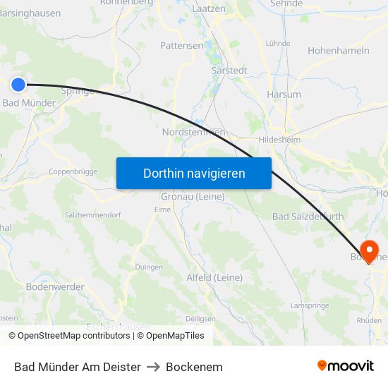 Bad Münder Am Deister to Bockenem map