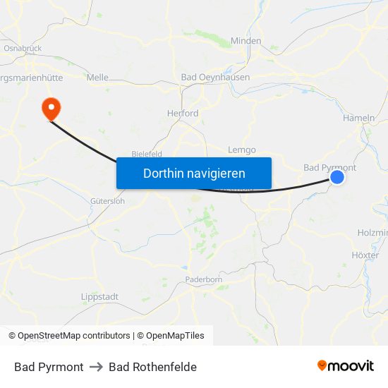 Bad Pyrmont to Bad Rothenfelde map