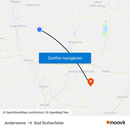 Andervenne to Bad Rothenfelde map