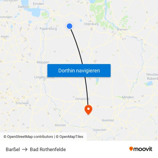 Barßel to Bad Rothenfelde map