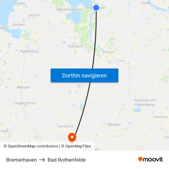 Bremerhaven to Bad Rothenfelde map