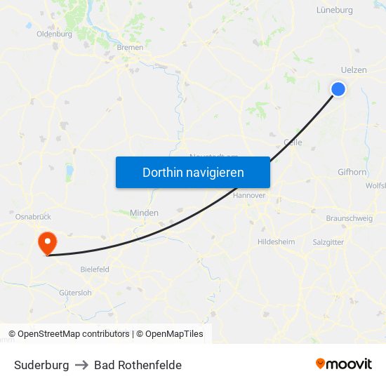 Suderburg to Bad Rothenfelde map