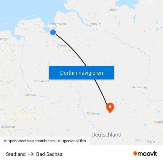 Stadland to Bad Sachsa map