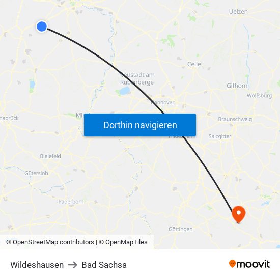 Wildeshausen to Bad Sachsa map