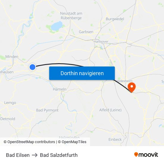 Bad Eilsen to Bad Salzdetfurth map