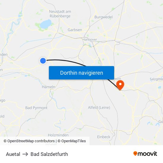 Auetal to Bad Salzdetfurth map