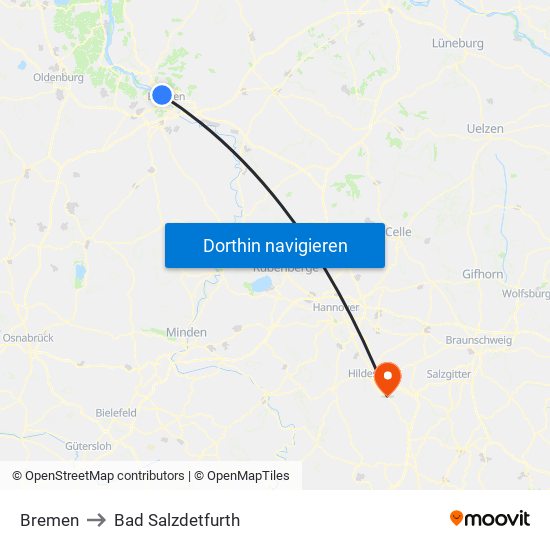 Bremen to Bad Salzdetfurth map