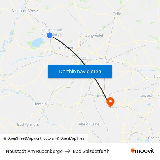 Neustadt Am Rübenberge to Bad Salzdetfurth map