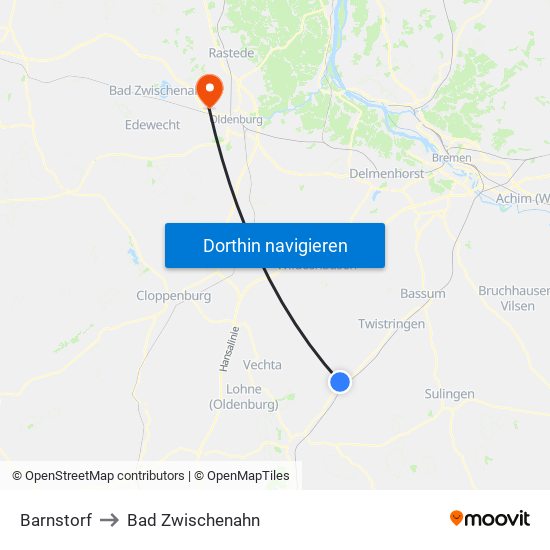 Barnstorf to Bad Zwischenahn map