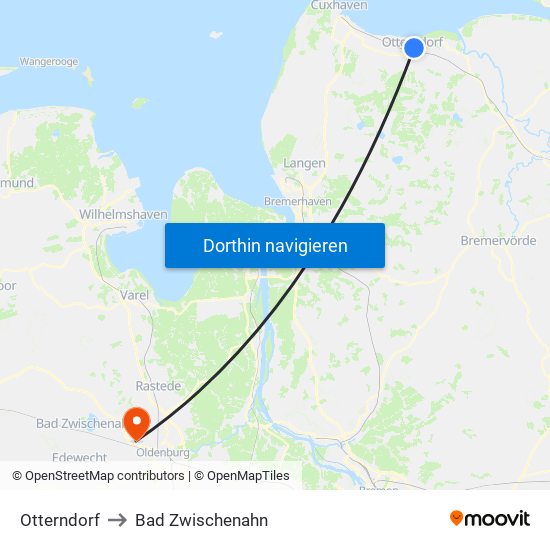 Otterndorf to Bad Zwischenahn map