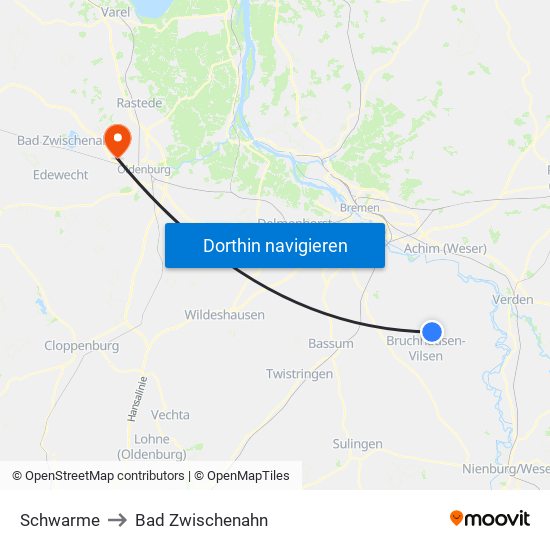 Schwarme to Bad Zwischenahn map