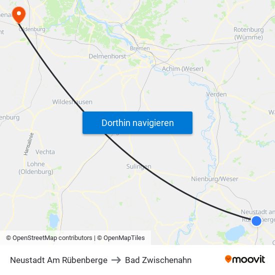 Neustadt Am Rübenberge to Bad Zwischenahn map