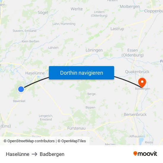 Haselünne to Badbergen map