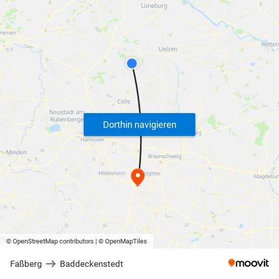 Faßberg to Baddeckenstedt map