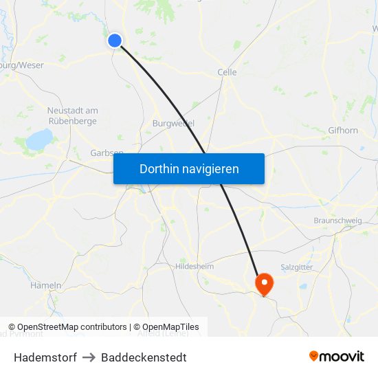 Hademstorf to Baddeckenstedt map