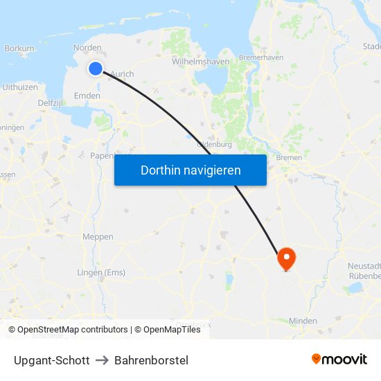 Upgant-Schott to Bahrenborstel map