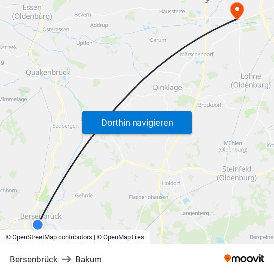 Bersenbrück to Bakum map