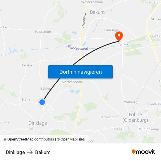 Dinklage to Bakum map