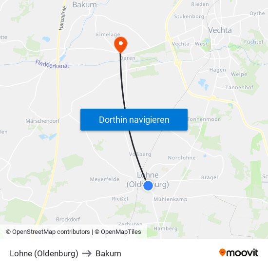 Lohne (Oldenburg) to Bakum map