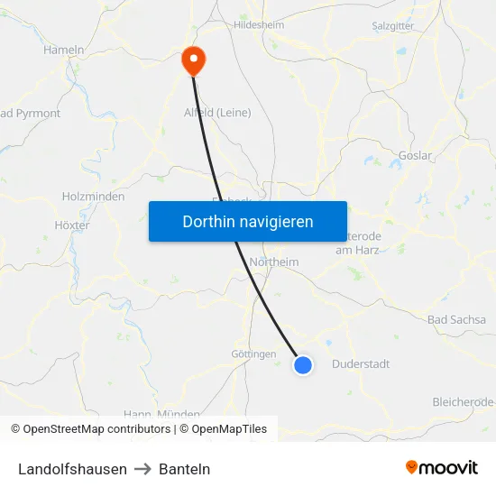 Landolfshausen to Banteln map