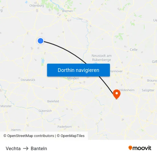 Vechta to Banteln map