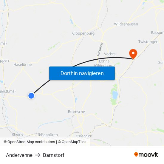 Andervenne to Barnstorf map