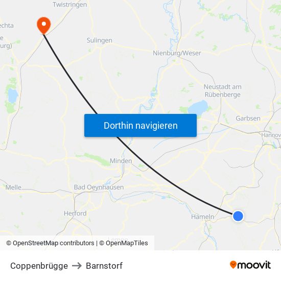 Coppenbrügge to Barnstorf map