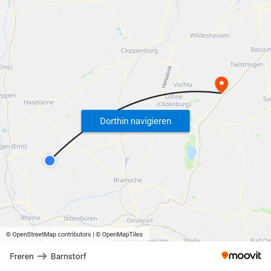 Freren to Barnstorf map