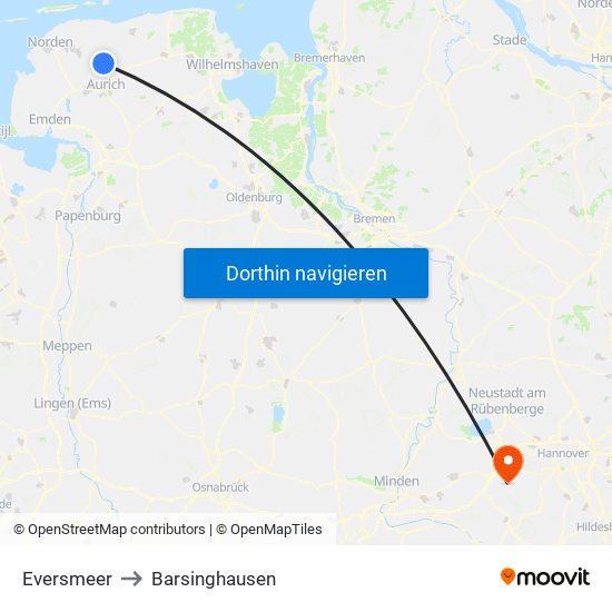 Eversmeer to Barsinghausen map