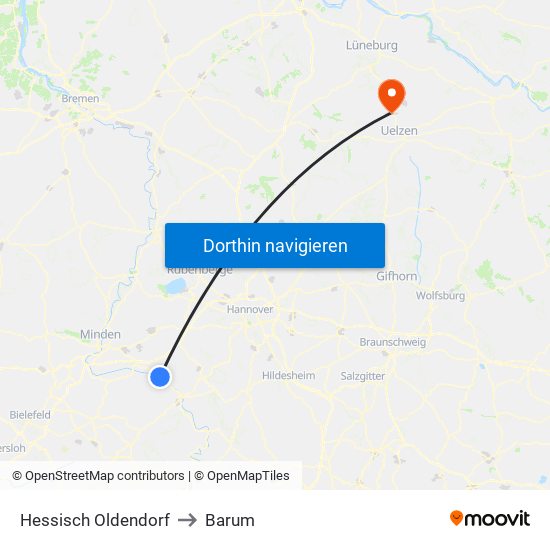 Hessisch Oldendorf to Barum map