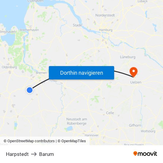 Harpstedt to Barum map