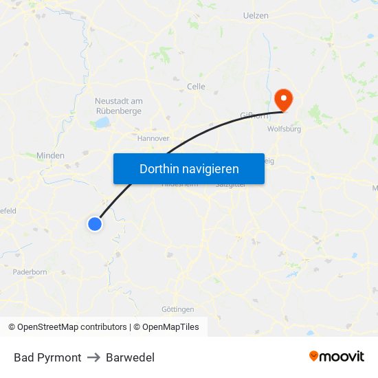 Bad Pyrmont to Barwedel map