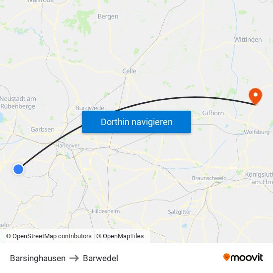 Barsinghausen to Barwedel map