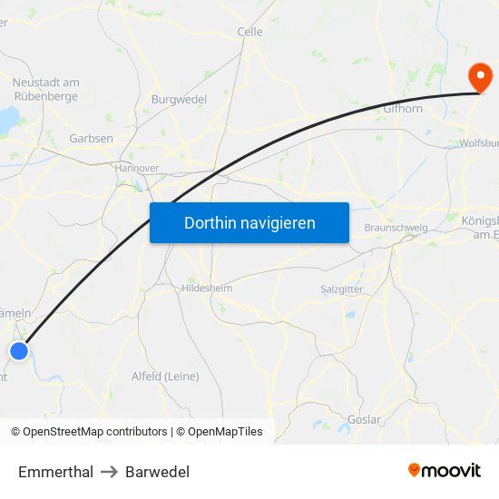 Emmerthal to Barwedel map