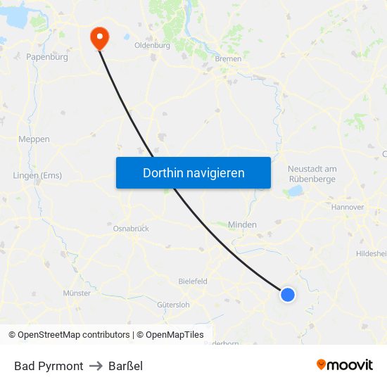 Bad Pyrmont to Barßel map