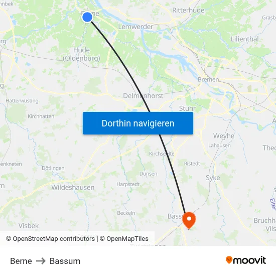 Berne to Bassum map