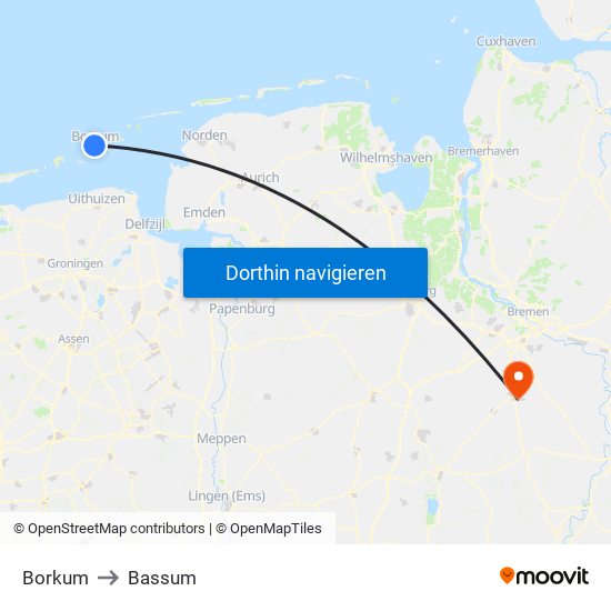 Borkum to Bassum map