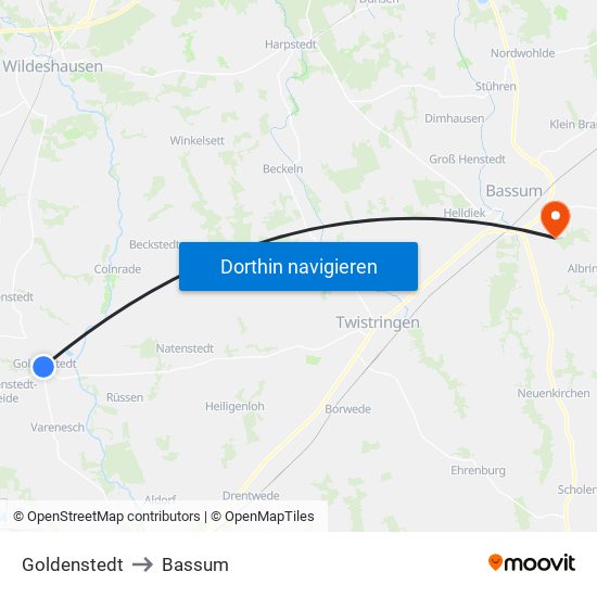 Goldenstedt to Bassum map
