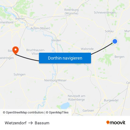 Wietzendorf to Bassum map