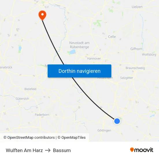 Wulften Am Harz to Bassum map