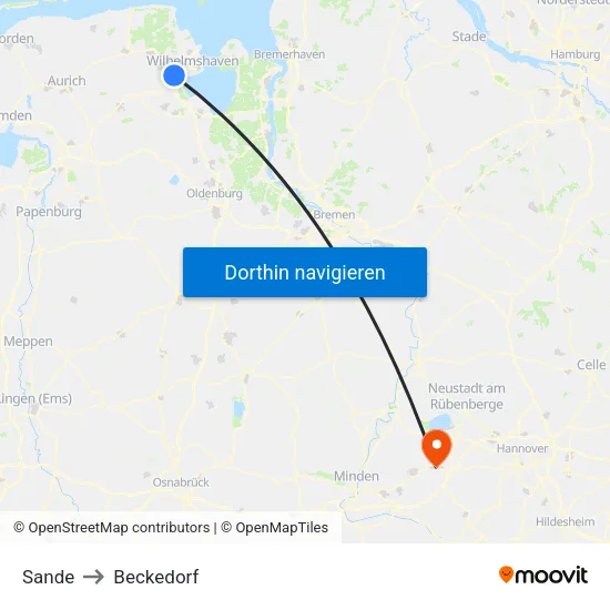 Sande to Beckedorf map