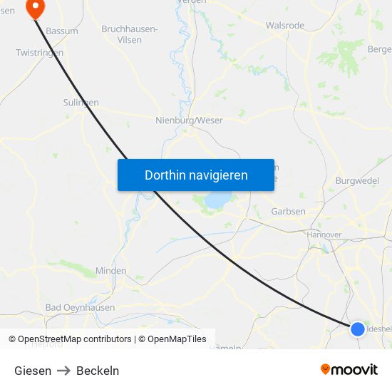 Giesen to Beckeln map