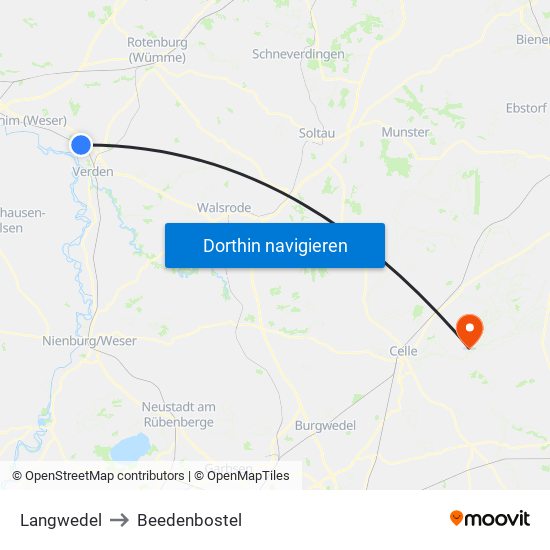 Langwedel to Beedenbostel map