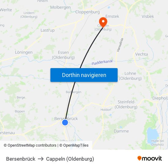 Bersenbrück to Cappeln (Oldenburg) map