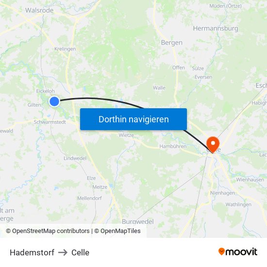 Hademstorf to Celle map