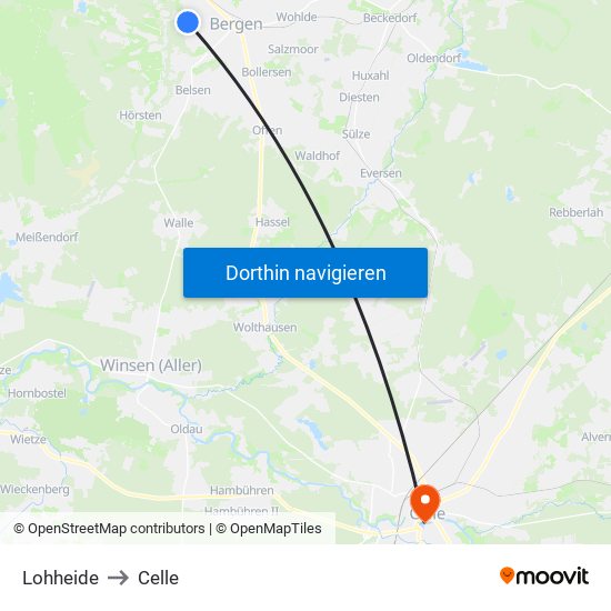Lohheide to Celle map