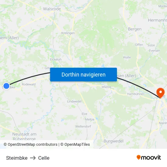 Steimbke to Celle map
