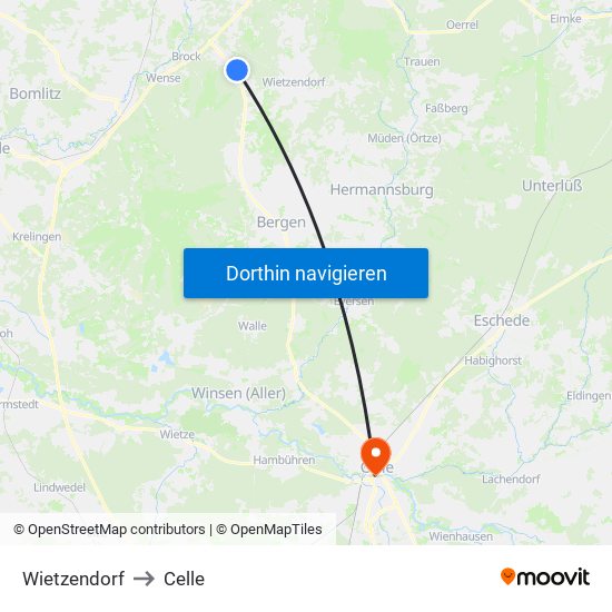 Wietzendorf to Celle map