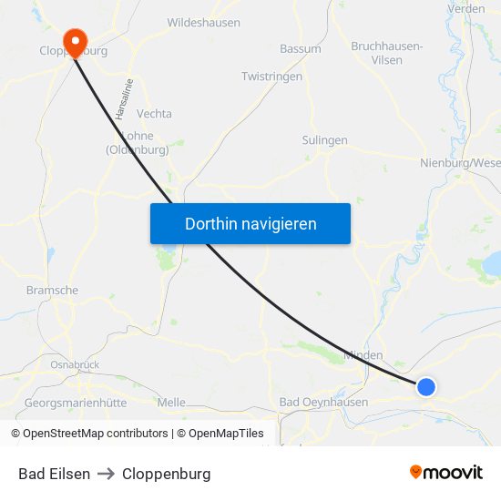 Bad Eilsen to Cloppenburg map
