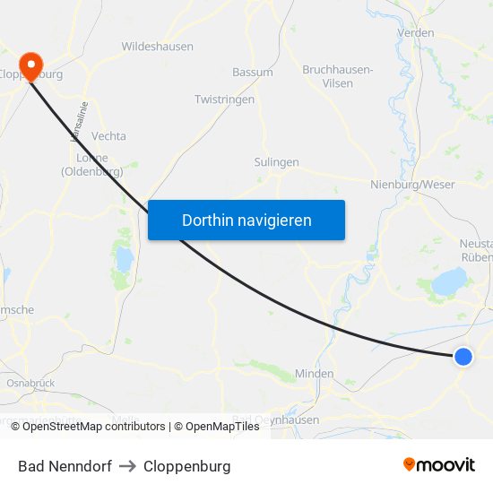 Bad Nenndorf to Cloppenburg map